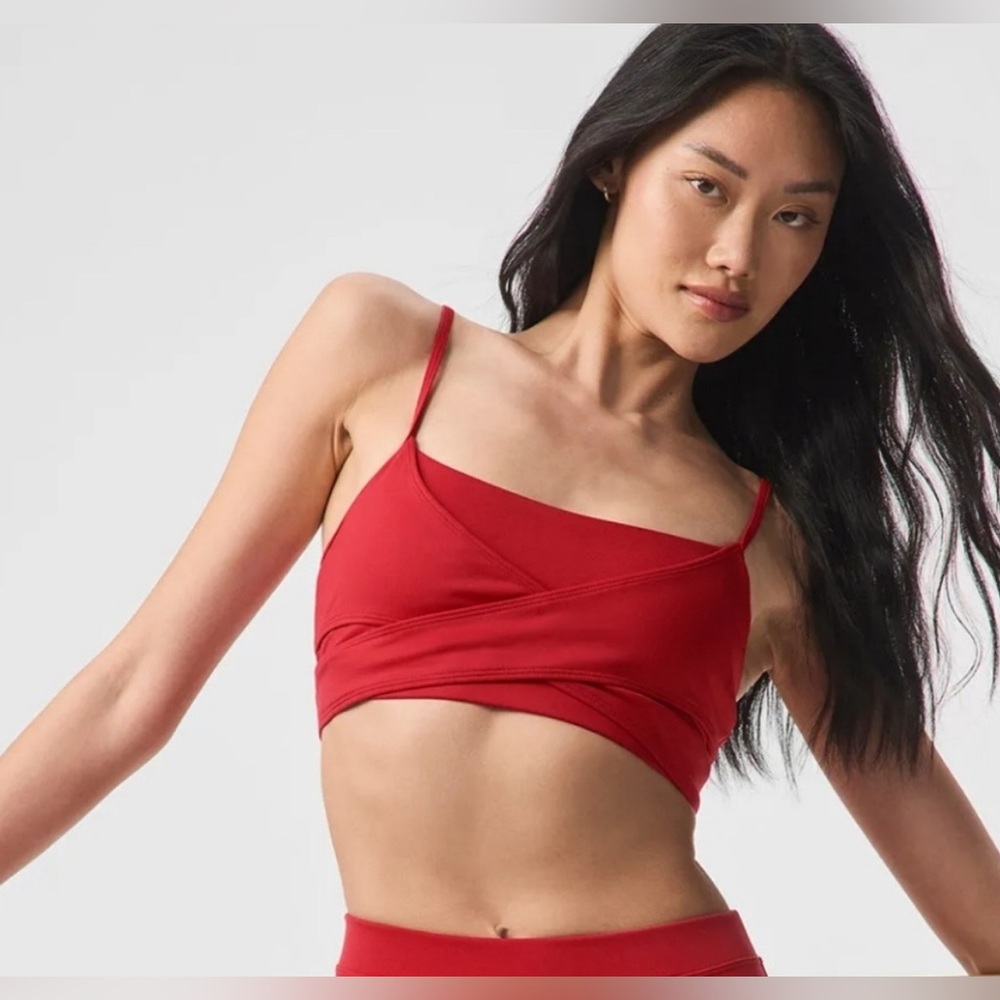 ALO Red Airbrush Set 7/8 High-Waisted Airbrush Legging & Enzo bralette size M